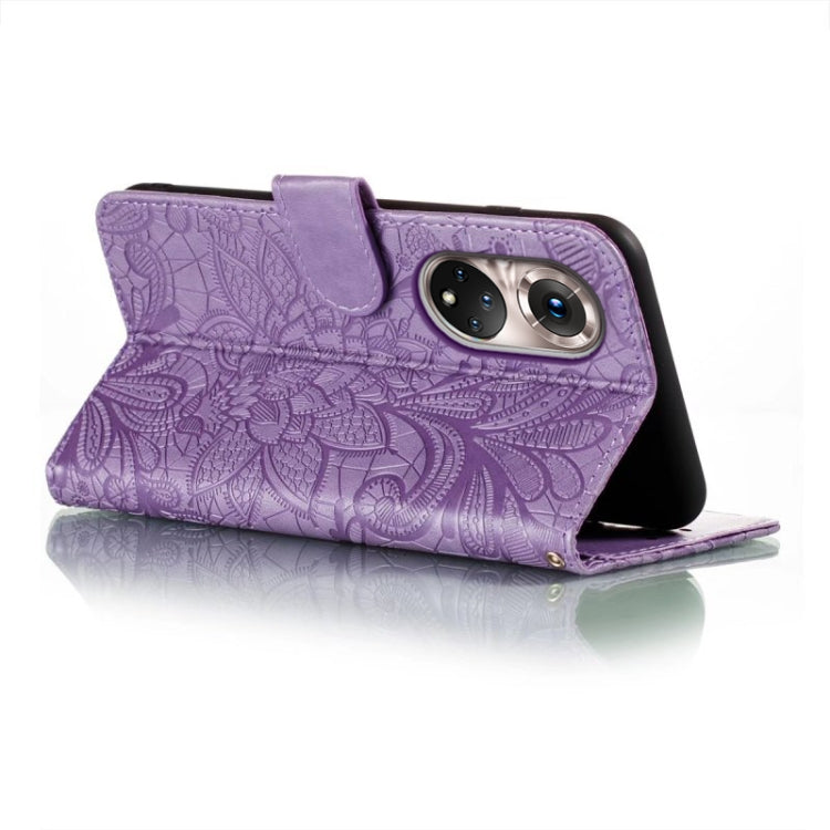 For Honor 50 Pro Lace Flower Embossing Flip Leather Phone Case