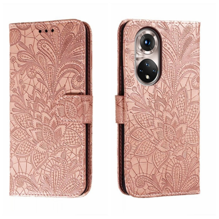 For Honor 50 Pro Lace Flower Embossing Flip Leather Phone Case