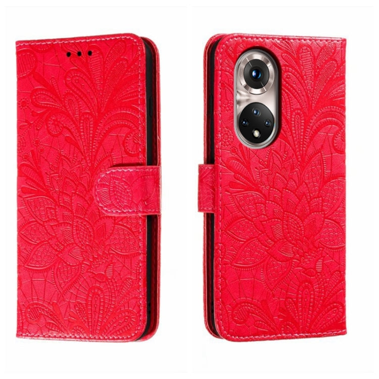 For Honor 50 Pro Lace Flower Embossing Flip Leather Phone Case