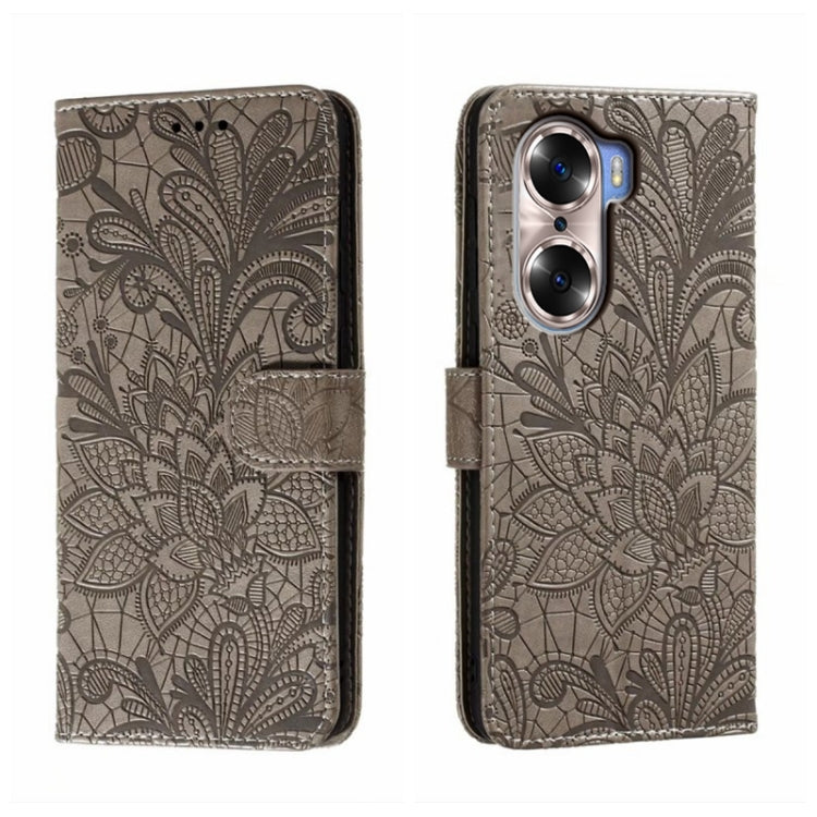 For Honor 60 Lace Flower Embossing Flip Leather Phone Case