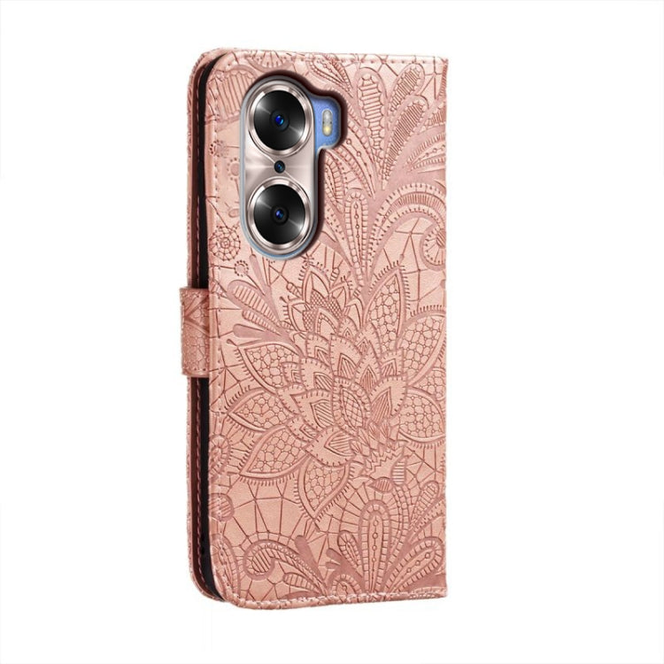 For Honor 60 Lace Flower Embossing Flip Leather Phone Case