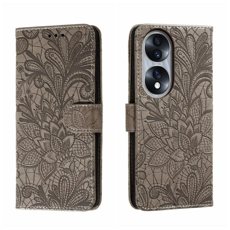 For Honor 70 Lace Flower Embossing Flip Leather Phone Case