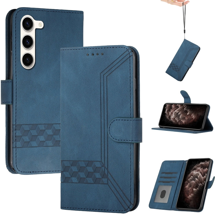 For Samsung Galaxy S23+ 5G Cubic Skin Feel Flip Leather Phone Case