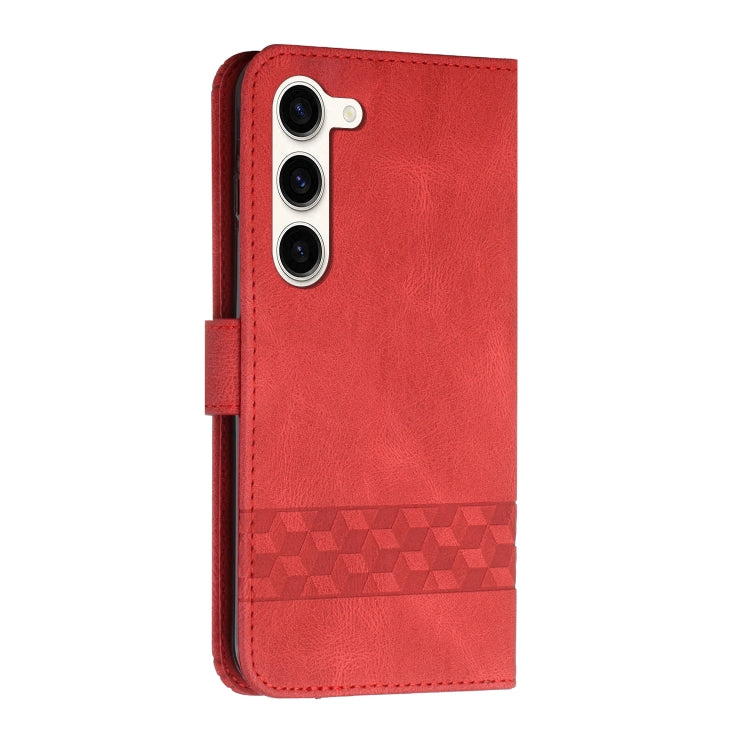 For Samsung Galaxy S23+ 5G Cubic Skin Feel Flip Leather Phone Case