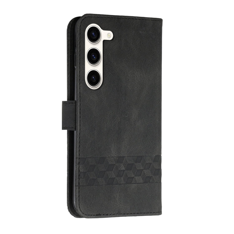 For Samsung Galaxy S23+ 5G Cubic Skin Feel Flip Leather Phone Case