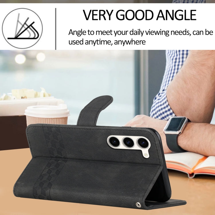 For Samsung Galaxy S23+ 5G Cubic Skin Feel Flip Leather Phone Case