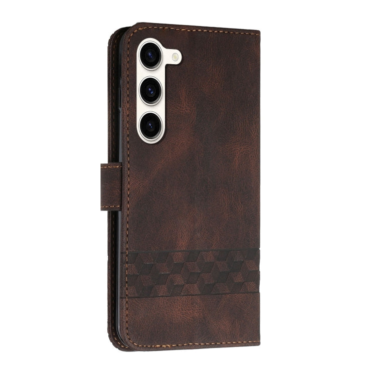 For Samsung Galaxy S23+ 5G Cubic Skin Feel Flip Leather Phone Case