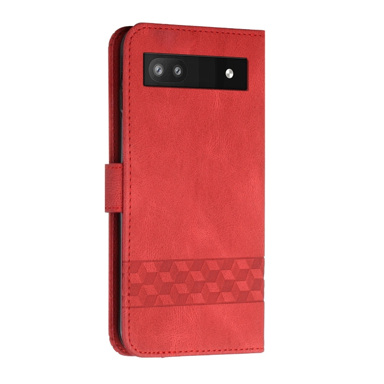 For Google Pixel 6a Cubic Skin Feel Flip Leather Phone Case