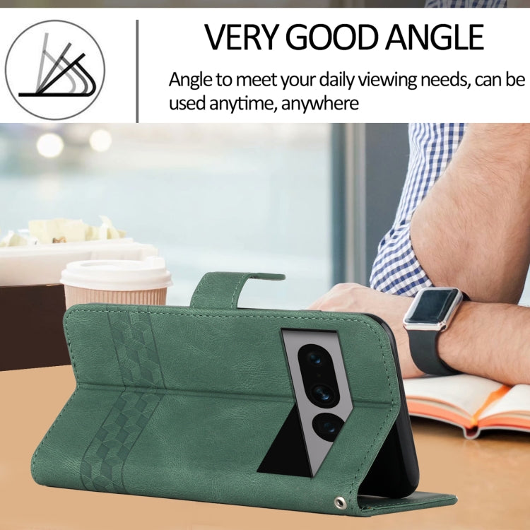 For Google Pixel 7 Pro 5G Cubic Skin Feel Flip Leather Phone Case