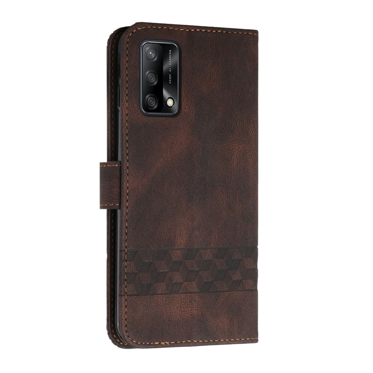 For OPPO A74 4G / F19 Cubic Skin Feel Flip Leather Phone Case