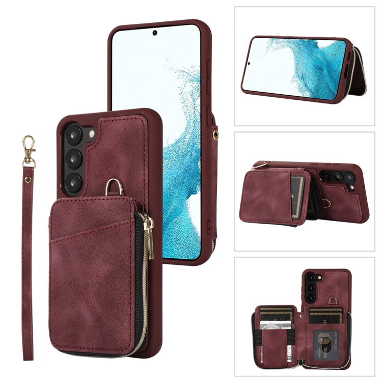 For Samsung Galaxy S23 5G Zipper Card Bag Back Cover Phone Case