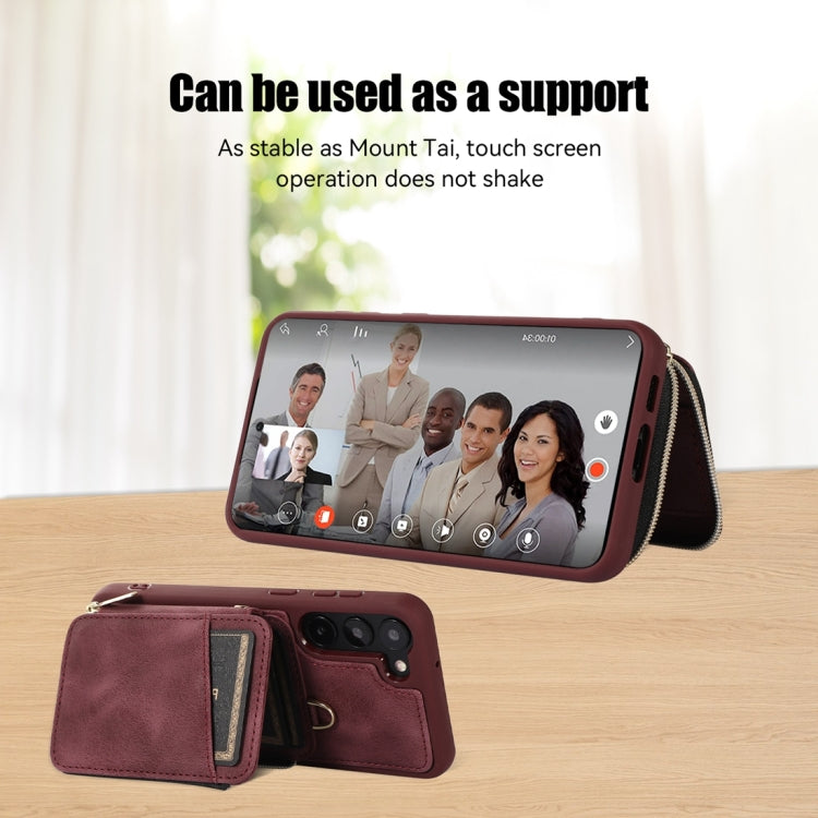 For Samsung Galaxy S23 5G Zipper Card Bag Back Cover Phone Case