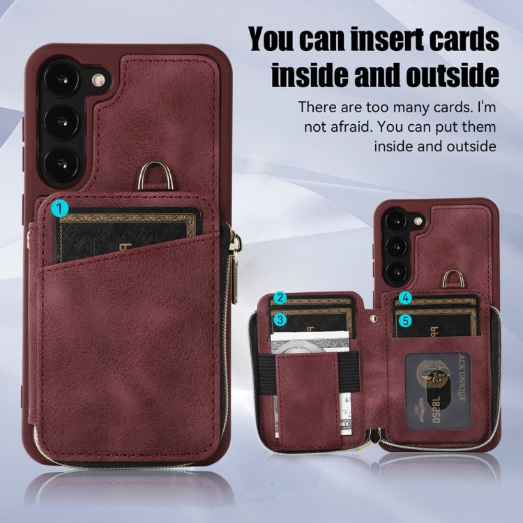 For Samsung Galaxy S23 5G Zipper Card Bag Back Cover Phone Case