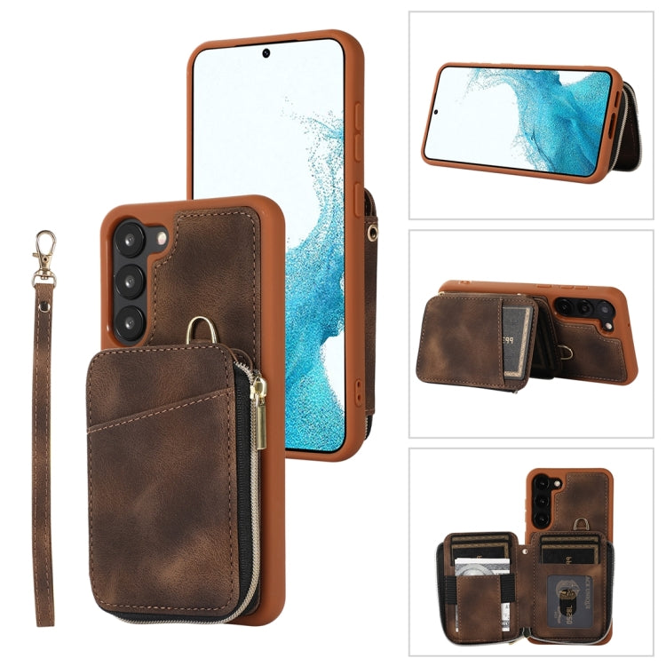 For Samsung Galaxy S23 5G Zipper Card Bag Back Cover Phone Case