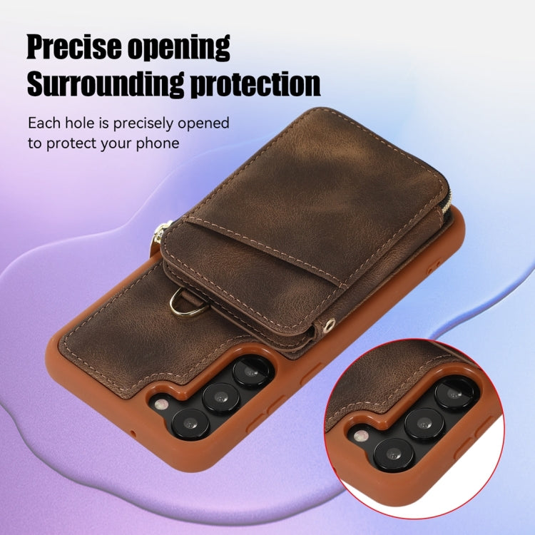 For Samsung Galaxy S23 5G Zipper Card Bag Back Cover Phone Case