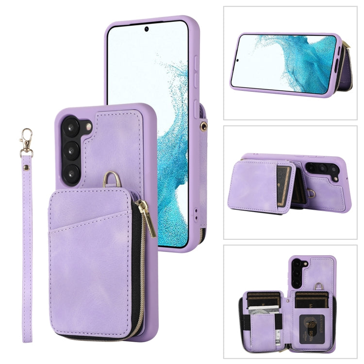 For Samsung Galaxy S23 5G Zipper Card Bag Back Cover Phone Case