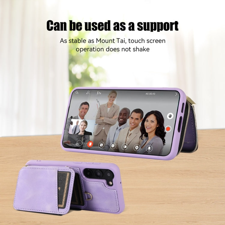 For Samsung Galaxy S23 5G Zipper Card Bag Back Cover Phone Case