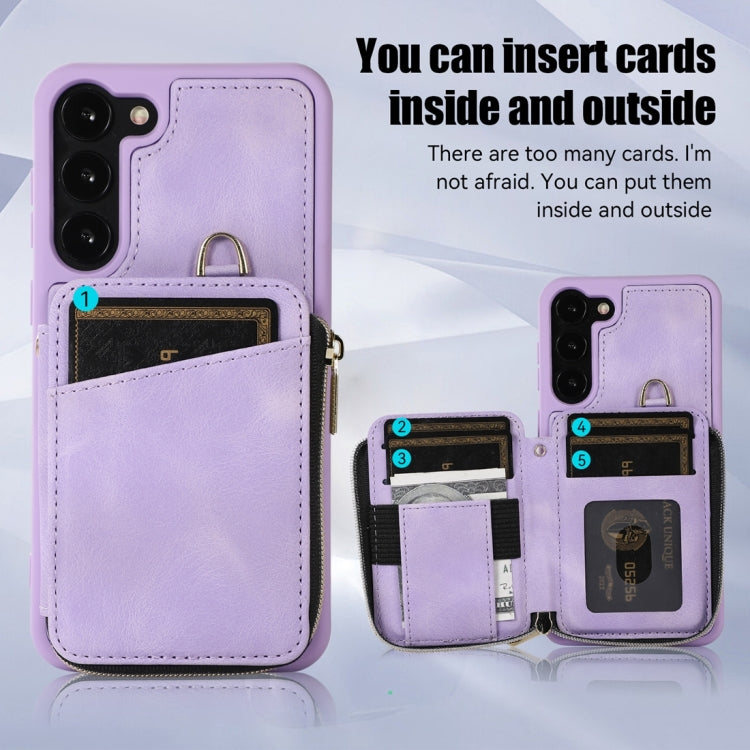 For Samsung Galaxy S23 5G Zipper Card Bag Back Cover Phone Case