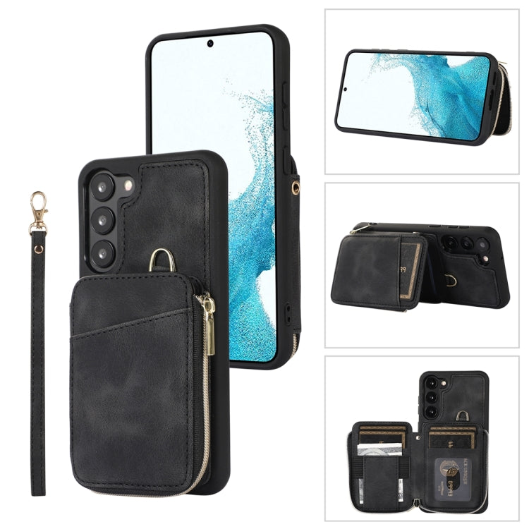 For Samsung Galaxy S23 5G Zipper Card Bag Back Cover Phone Case