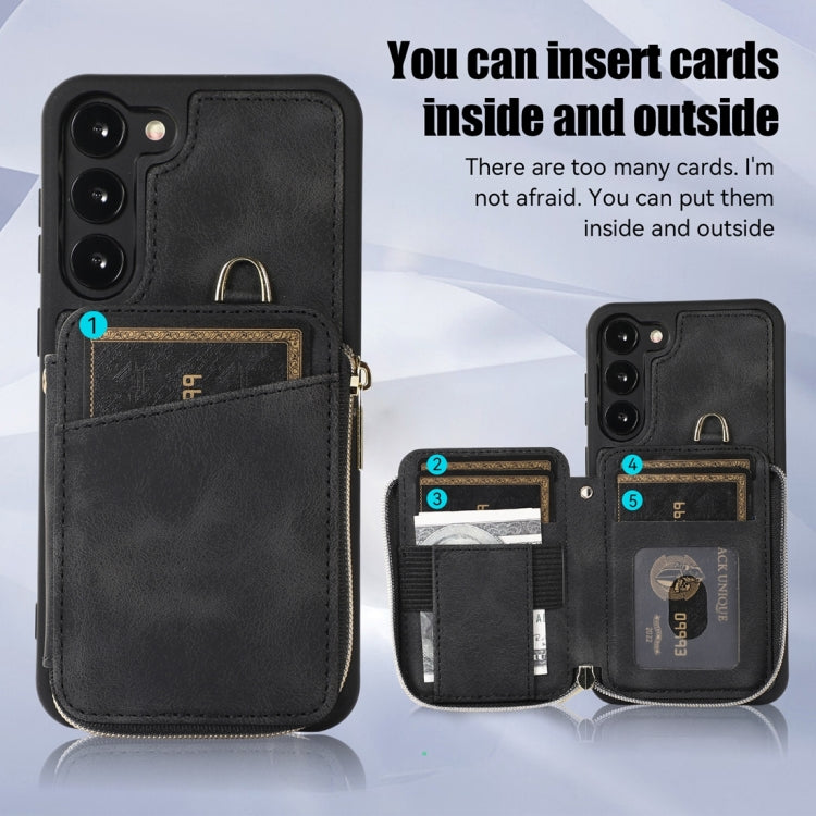 For Samsung Galaxy S23 5G Zipper Card Bag Back Cover Phone Case