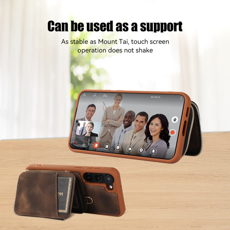 For Samsung Galaxy S23+ 5G Zipper Card Bag Back Cover Phone Case