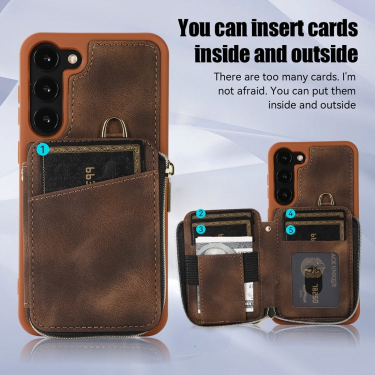 For Samsung Galaxy S23+ 5G Zipper Card Bag Back Cover Phone Case