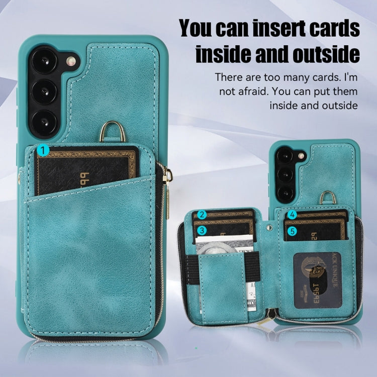 For Samsung Galaxy S23+ 5G Zipper Card Bag Back Cover Phone Case