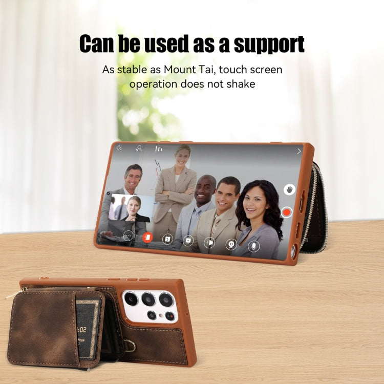 For Samsung Galaxy S23 Ultra 5G Zipper Card Bag Back Cover Phone Case