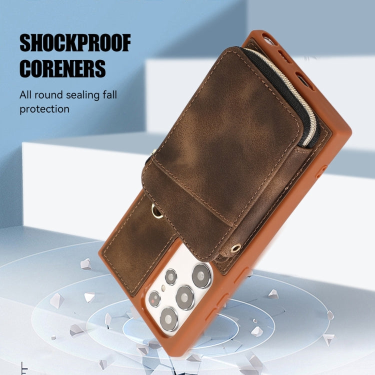 For Samsung Galaxy S23 Ultra 5G Zipper Card Bag Back Cover Phone Case