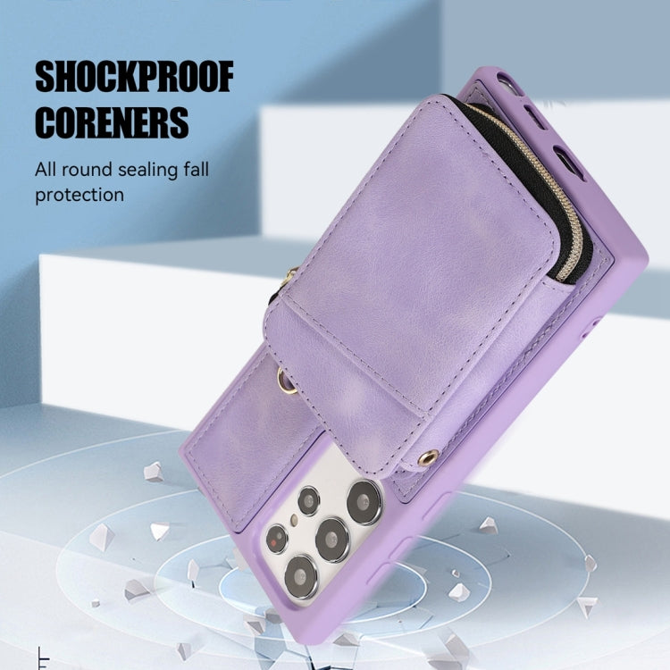 For Samsung Galaxy S23 Ultra 5G Zipper Card Bag Back Cover Phone Case