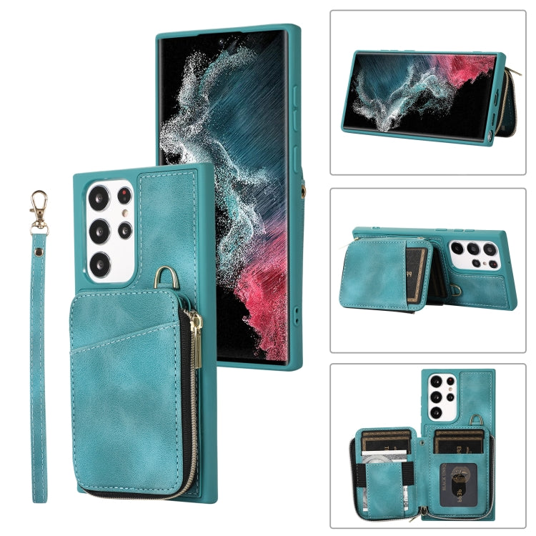 For Samsung Galaxy S23 Ultra 5G Zipper Card Bag Back Cover Phone Case