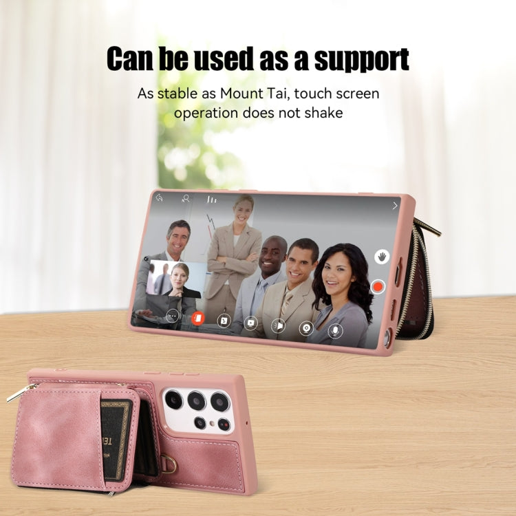 For Samsung Galaxy S23 Ultra 5G Zipper Card Bag Back Cover Phone Case