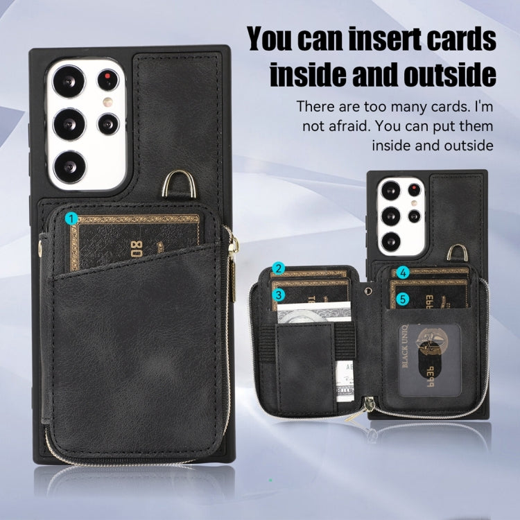 For Samsung Galaxy S23 Ultra 5G Zipper Card Bag Back Cover Phone Case