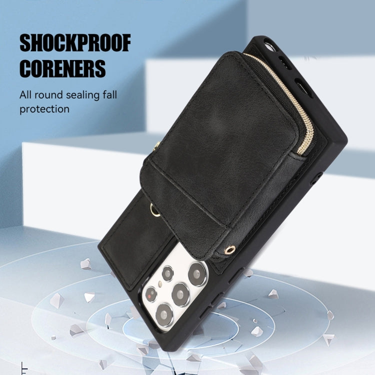 For Samsung Galaxy S23 Ultra 5G Zipper Card Bag Back Cover Phone Case