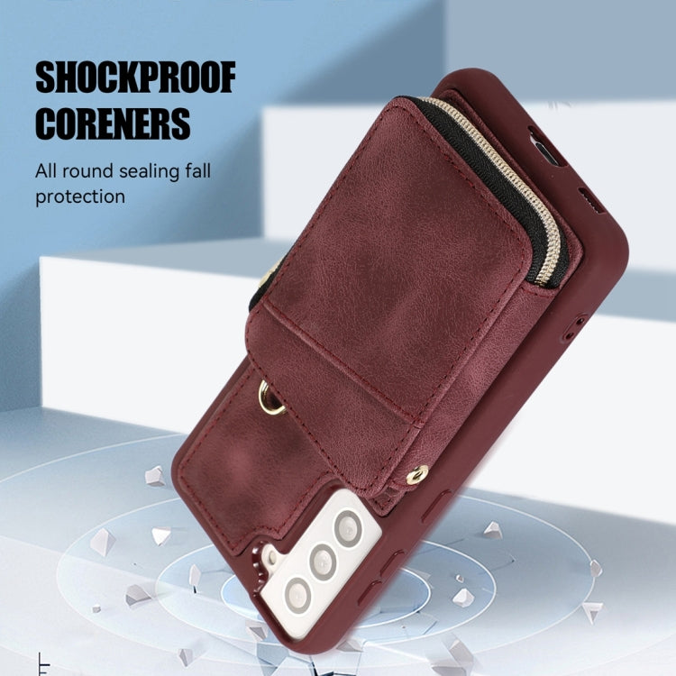 For Samsung Galaxy S22+ 5G Zipper Card Bag Back Cover Phone Case