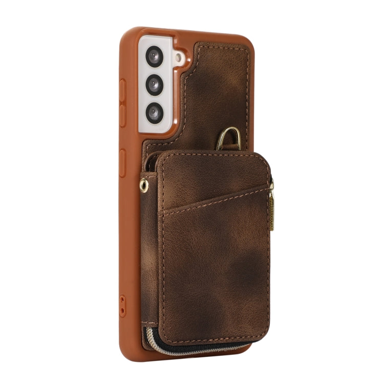 For Samsung Galaxy S22+ 5G Zipper Card Bag Back Cover Phone Case