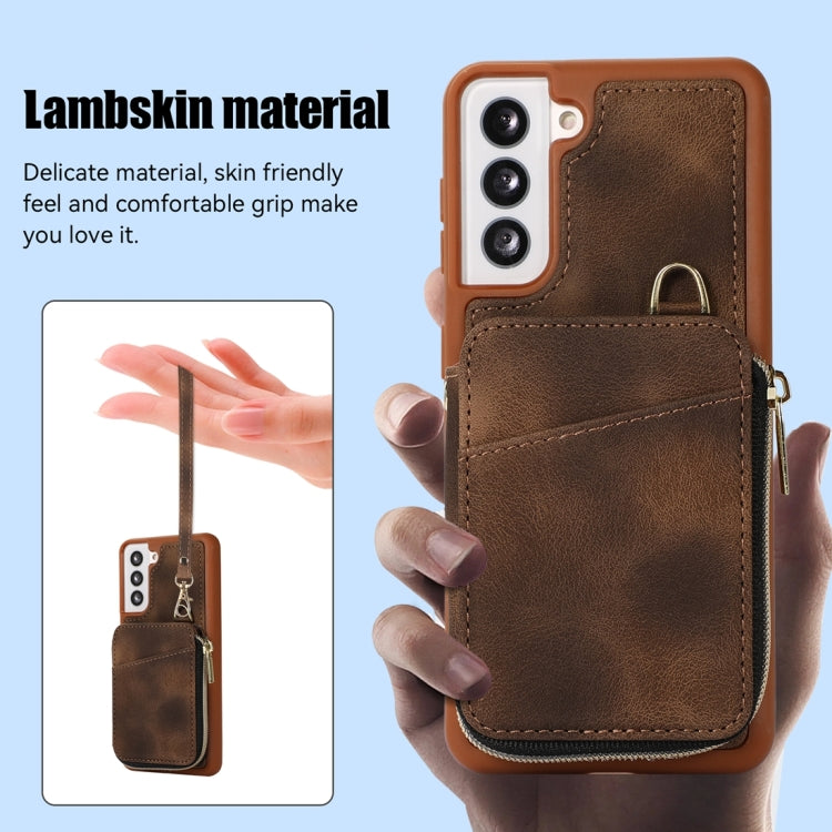 For Samsung Galaxy S22+ 5G Zipper Card Bag Back Cover Phone Case