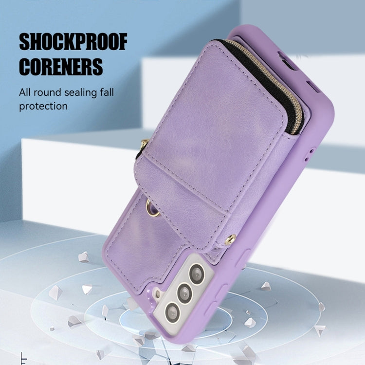 For Samsung Galaxy S22+ 5G Zipper Card Bag Back Cover Phone Case