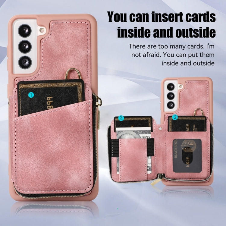 For Samsung Galaxy S22+ 5G Zipper Card Bag Back Cover Phone Case