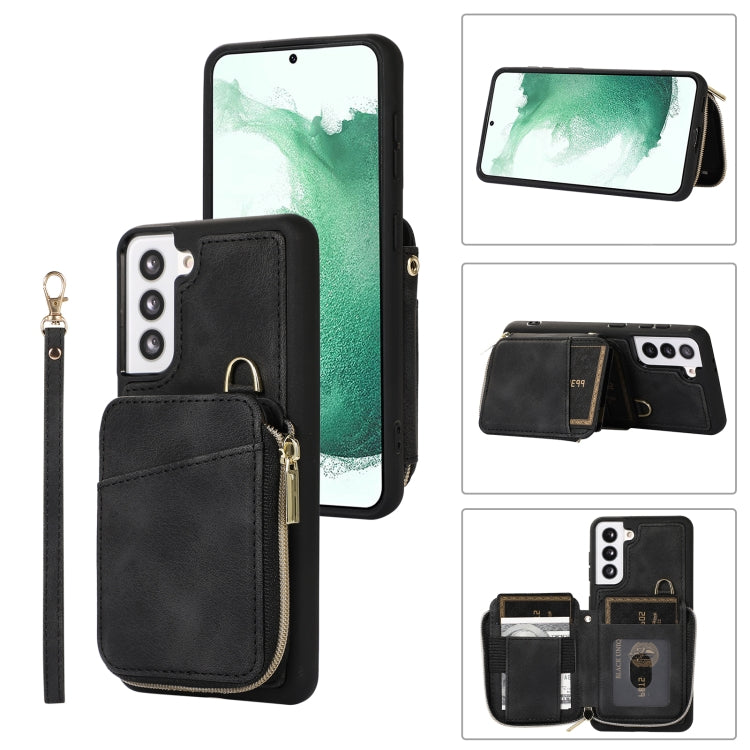 For Samsung Galaxy S22+ 5G Zipper Card Bag Back Cover Phone Case
