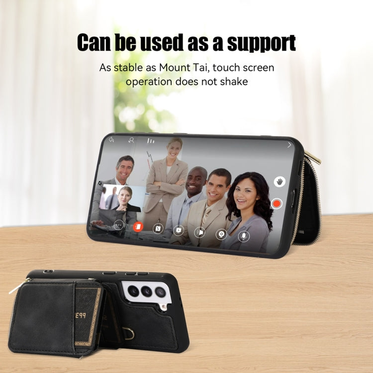 For Samsung Galaxy S22+ 5G Zipper Card Bag Back Cover Phone Case