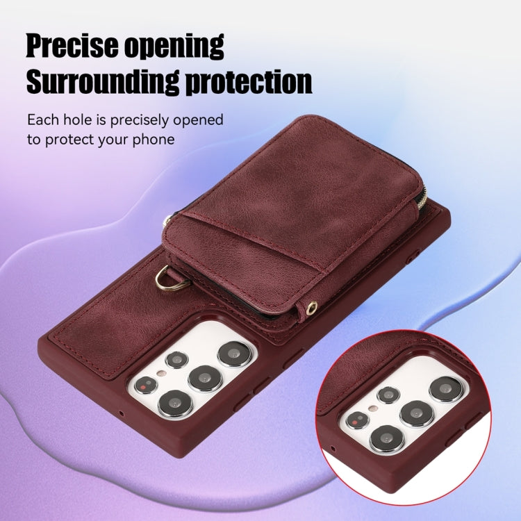 For Samsung Galaxy S22 Ultra 5G Zipper Card Bag Back Cover Phone Case