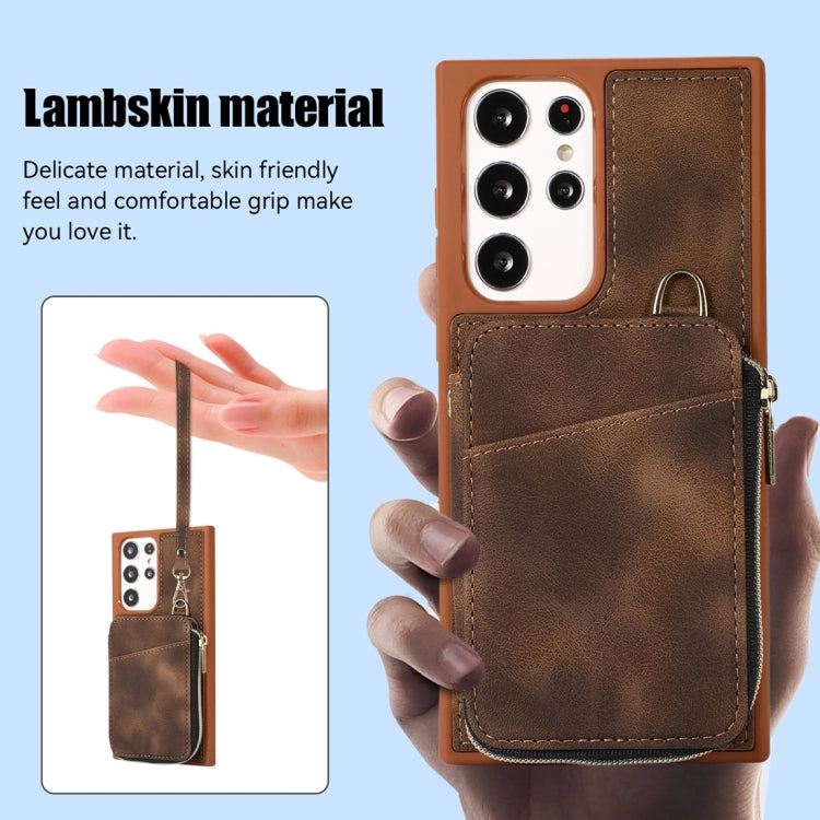 For Samsung Galaxy S22 Ultra 5G Zipper Card Bag Back Cover Phone Case