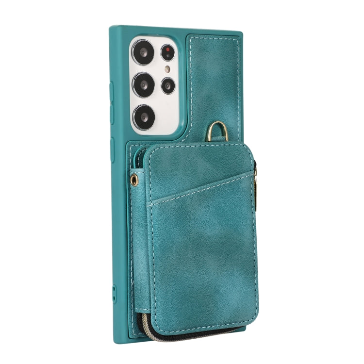 For Samsung Galaxy S22 Ultra 5G Zipper Card Bag Back Cover Phone Case