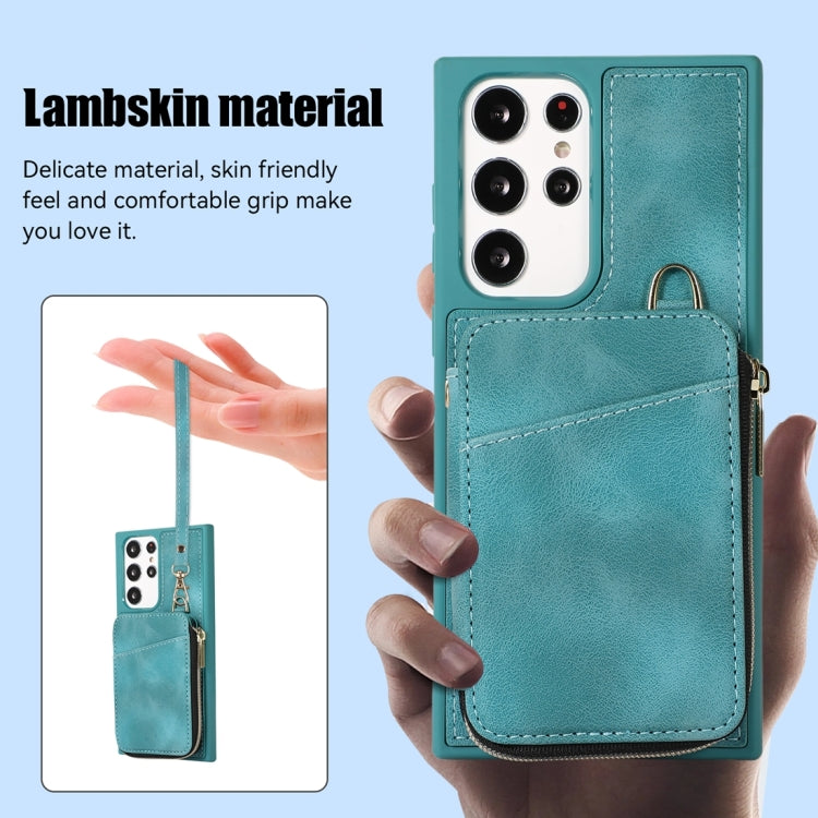 For Samsung Galaxy S22 Ultra 5G Zipper Card Bag Back Cover Phone Case