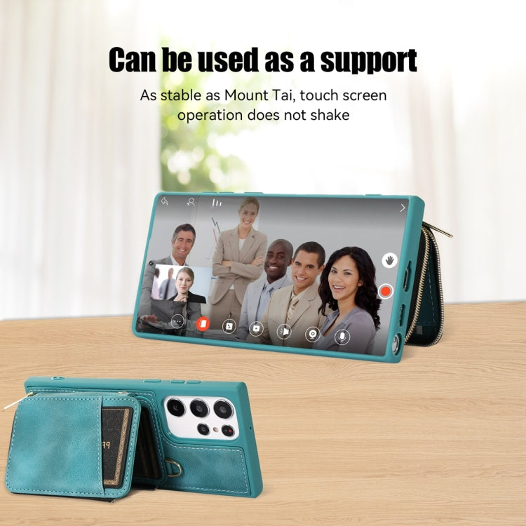 For Samsung Galaxy S22 Ultra 5G Zipper Card Bag Back Cover Phone Case