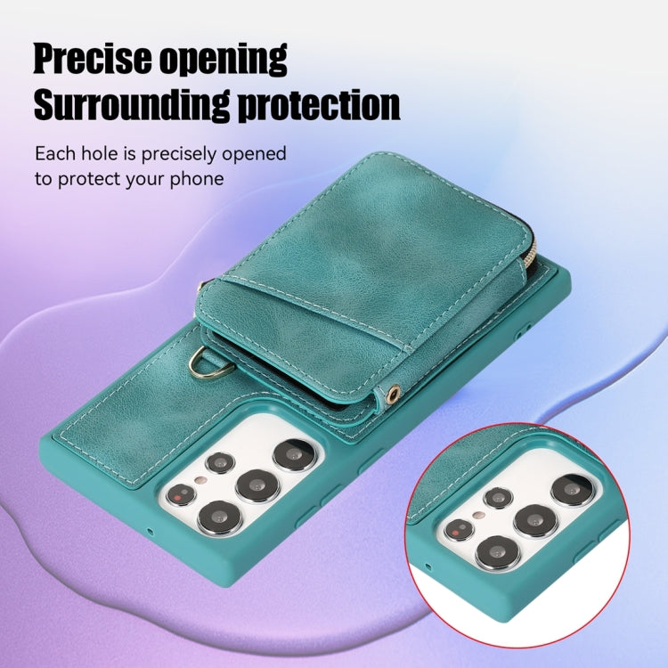 For Samsung Galaxy S22 Ultra 5G Zipper Card Bag Back Cover Phone Case