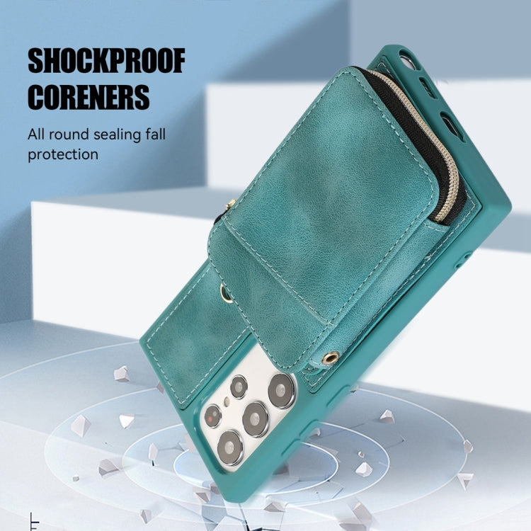 For Samsung Galaxy S22 Ultra 5G Zipper Card Bag Back Cover Phone Case