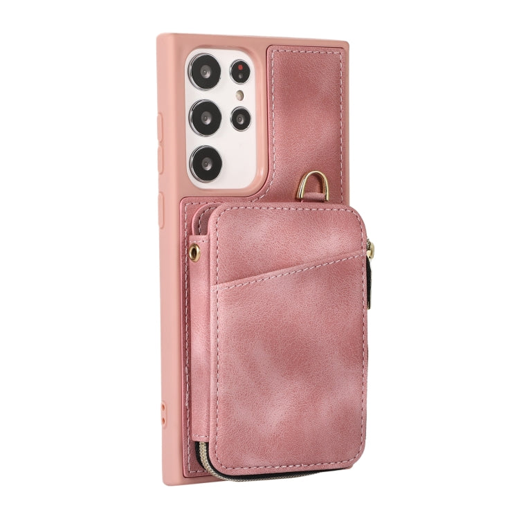 For Samsung Galaxy S22 Ultra 5G Zipper Card Bag Back Cover Phone Case