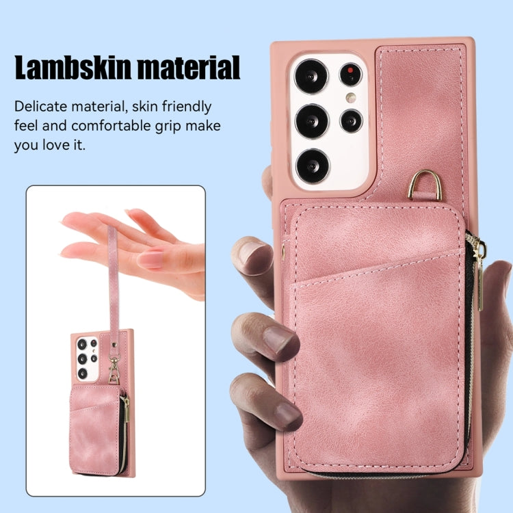 For Samsung Galaxy S22 Ultra 5G Zipper Card Bag Back Cover Phone Case